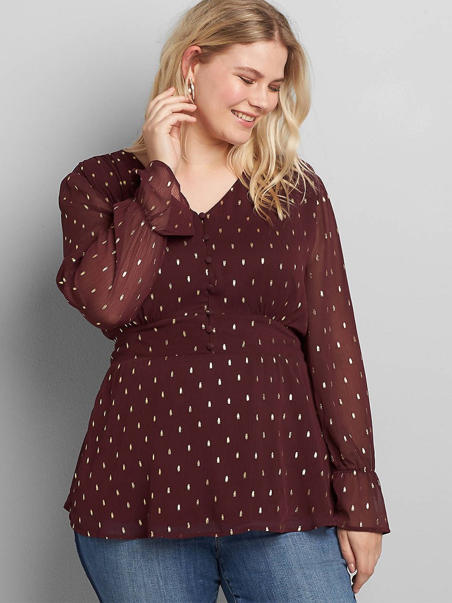 Gold Leaf Chiffon Blouse