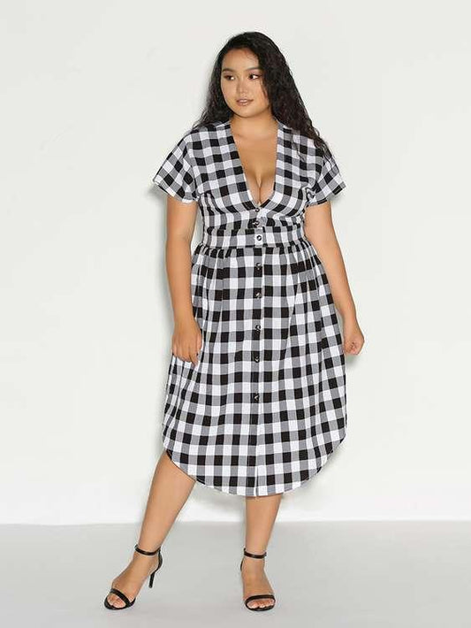 Arc Hem Tartan Dress