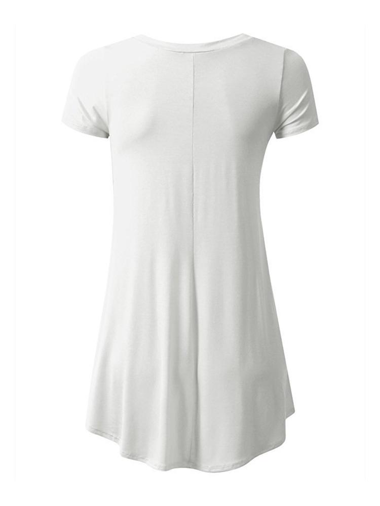 V-neck Solid Color Dress