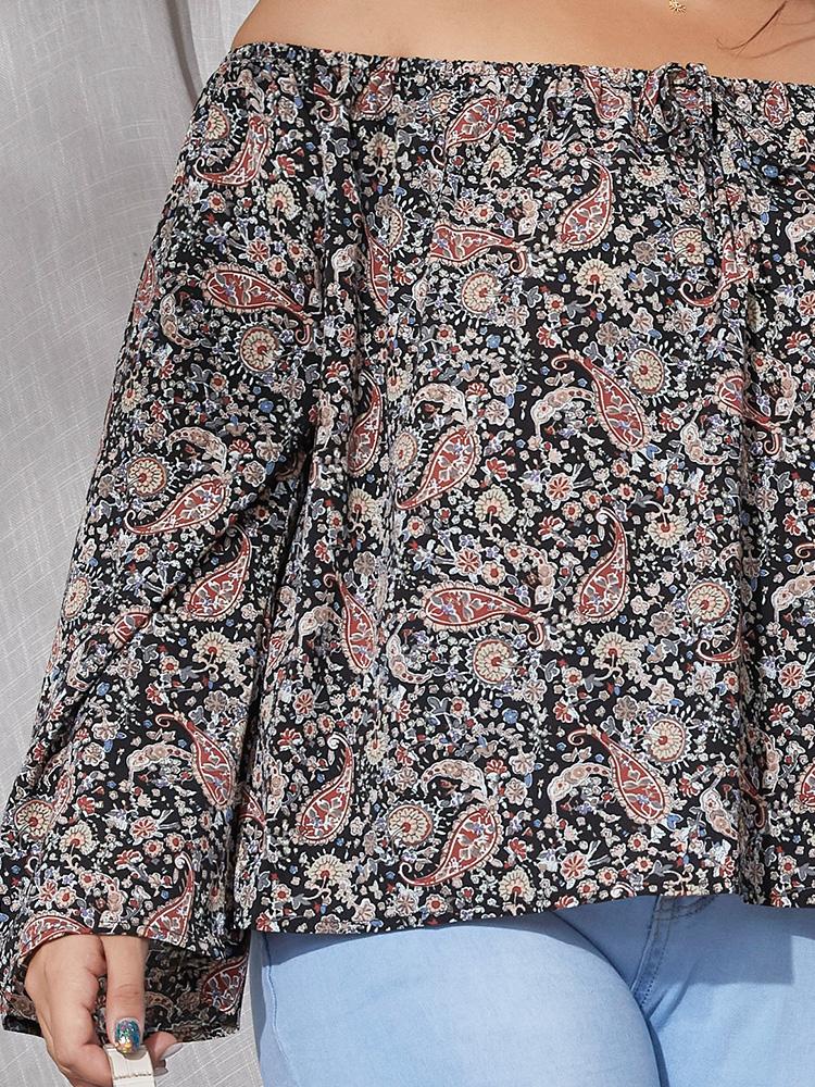 Paisley Printed Off Shoulder Blouse