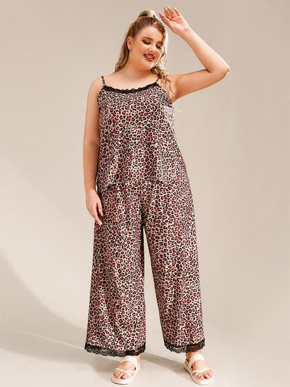 Leopard Print Lace Stitching Loungewear