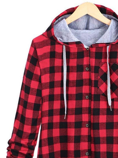 Plaid Drawstring Hoodie