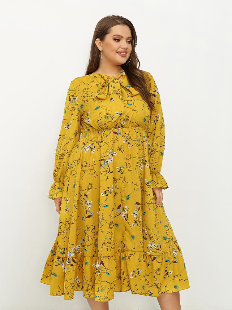 Ruffled Hem Knot Front Dress