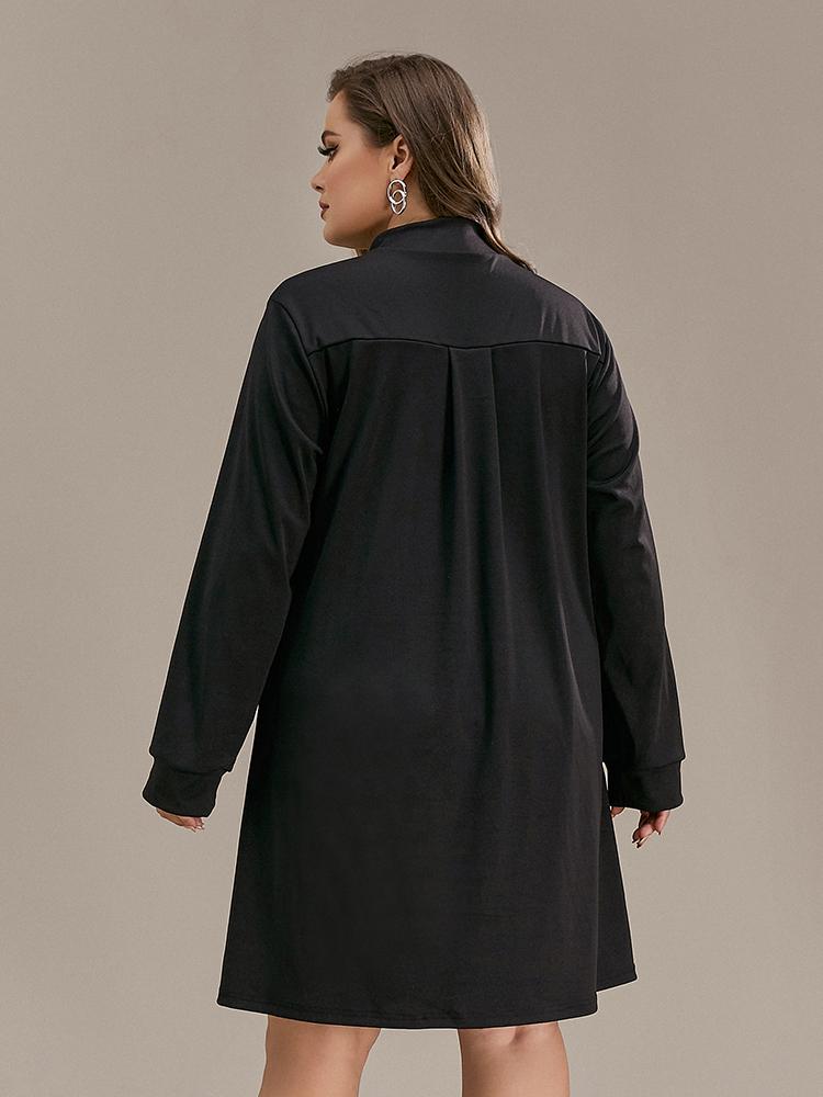 Pocket Stand Collar Dress