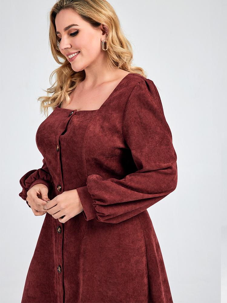Button Long Sleeve Dress