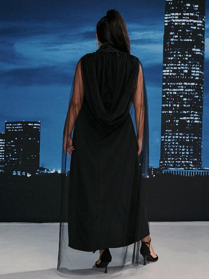 Mesh Cloak Sleeveless Dress