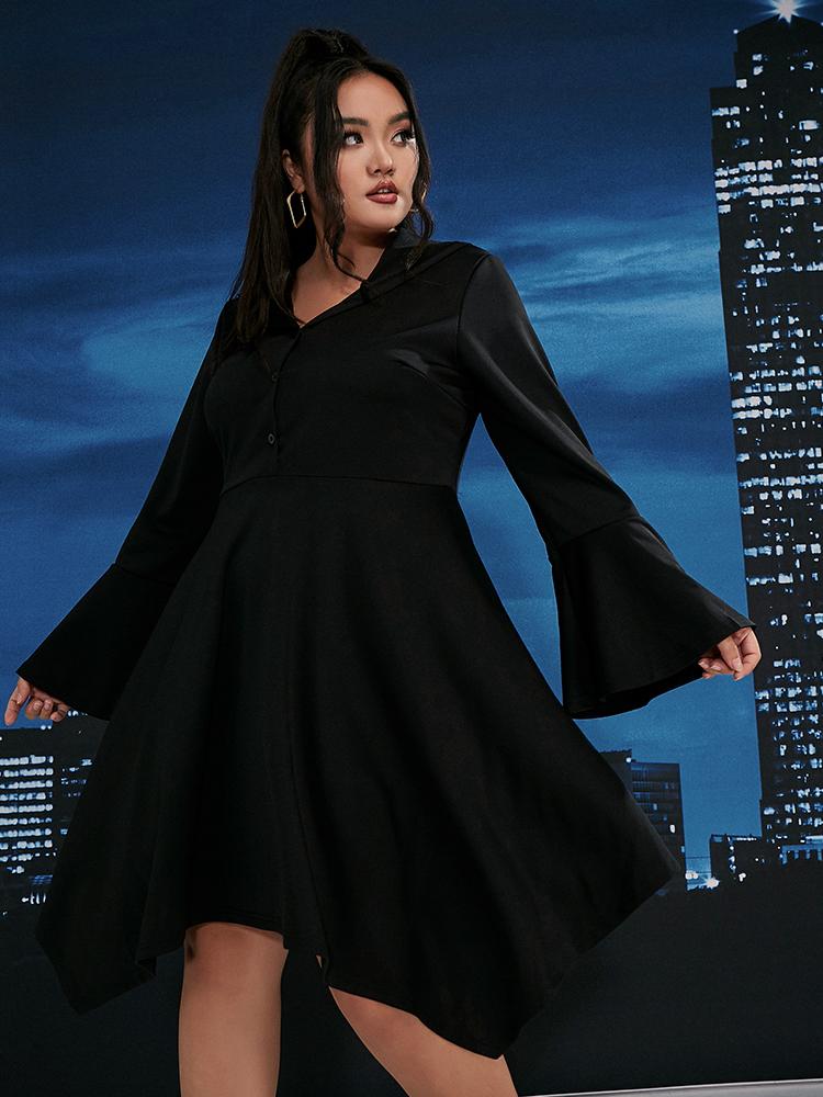 Dolman Sleeve Irregular Hem Dress