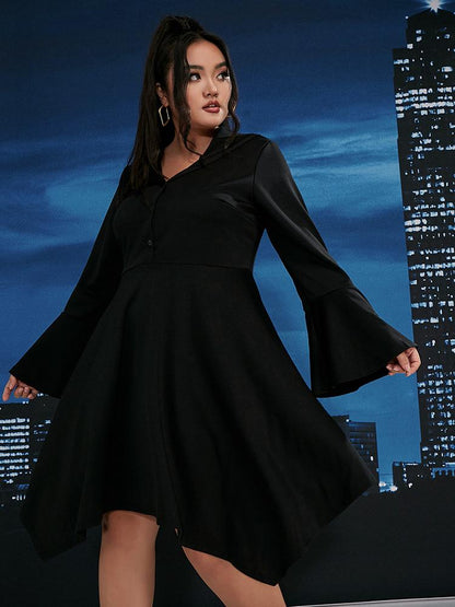 Dolman Sleeve Irregular Hem Dress