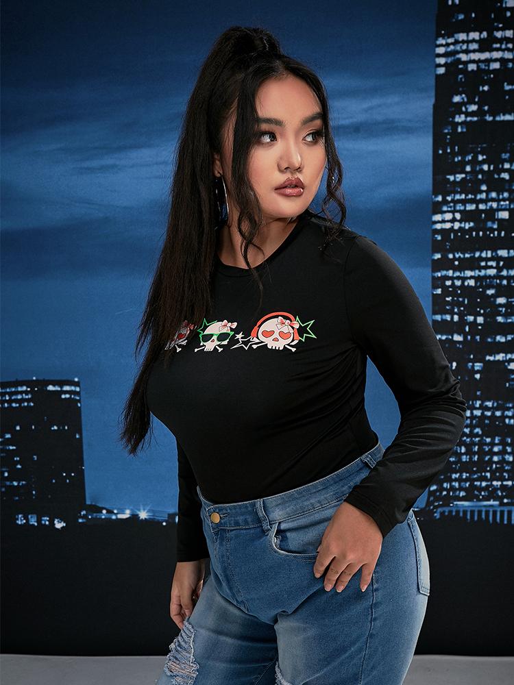 Love Skull Print Long Sleeve T-shirt