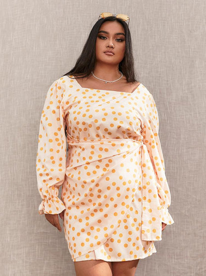 Polka Dot Lace Long Sleeve Dress