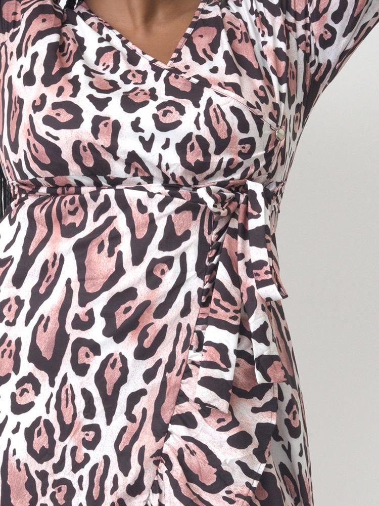 Irregular Ruffles Hem Leopard Print Dress