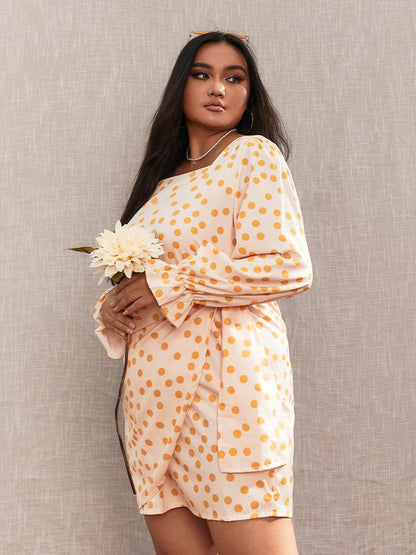 Polka Dot Lace Long Sleeve Dress