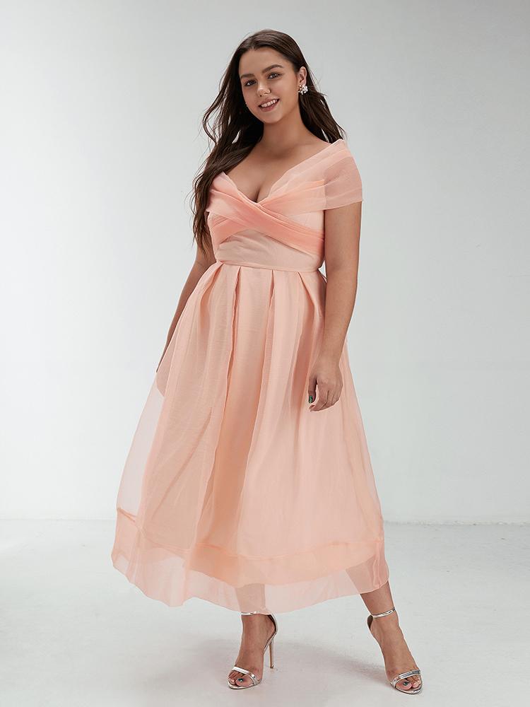 Backless V-neck Mesh Dress