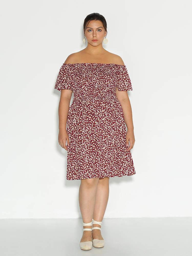 Ditsy Off Shoulder Dress