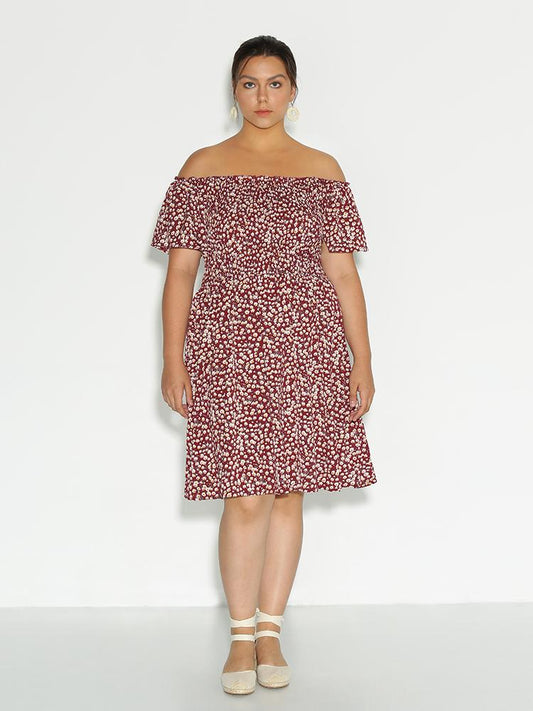Ditsy Off Shoulder Dress