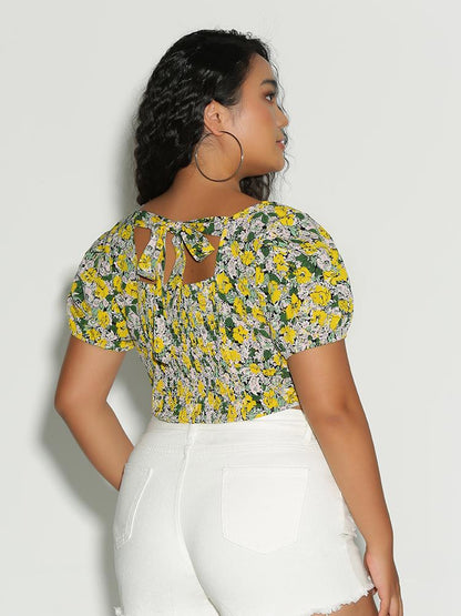 Ditsy Floral Back Bowknot Top