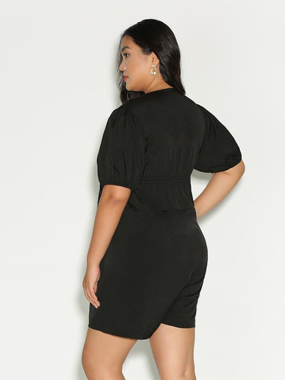 Plunge Neck Knotted Romper