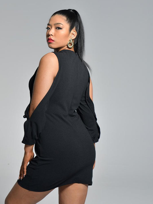 Cut Out Solid Color Dress