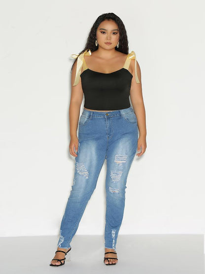 Bow Tie Shoulder Crop Top