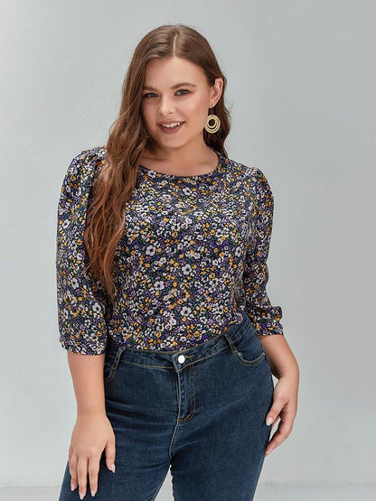 Floral Round Neck Half Sleeve Top