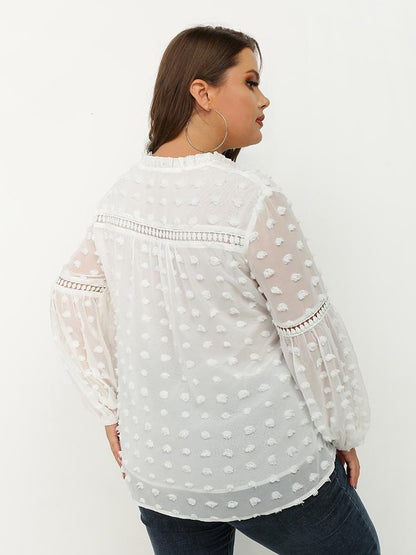 Ruffle Detailed Hollow Lace Top