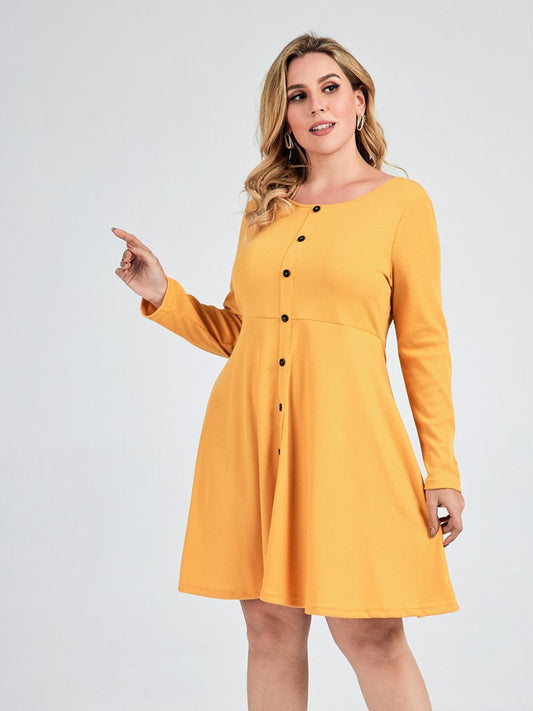 Button Round Neck Dress