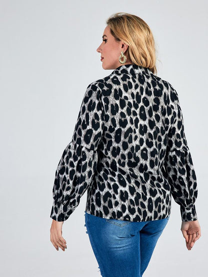 Leopard Lapel Blouse
