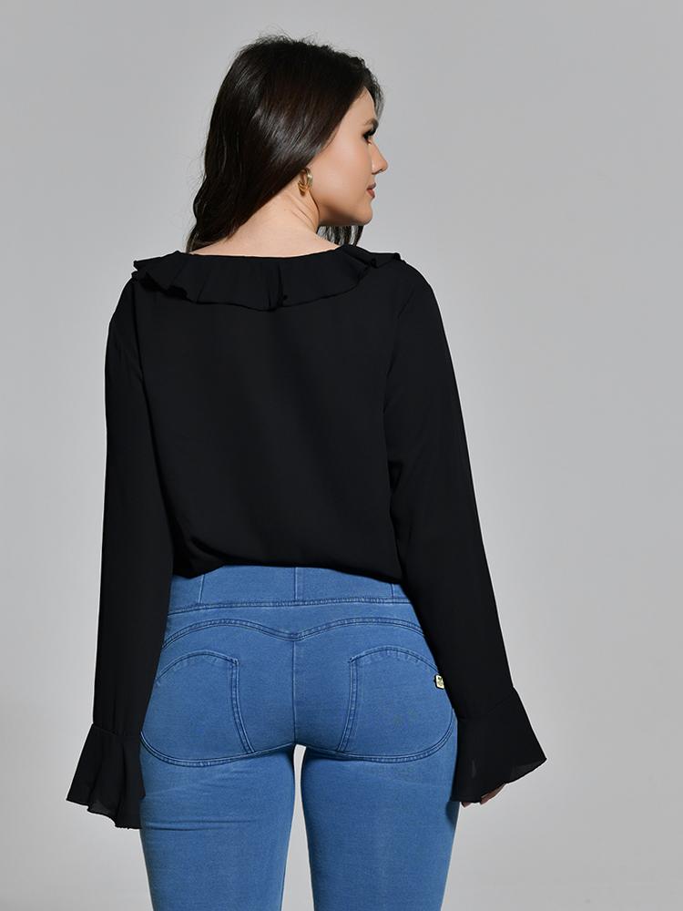 Hollow Out Chiffon Blouse