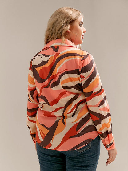 Colorful Ripple Print Blouse