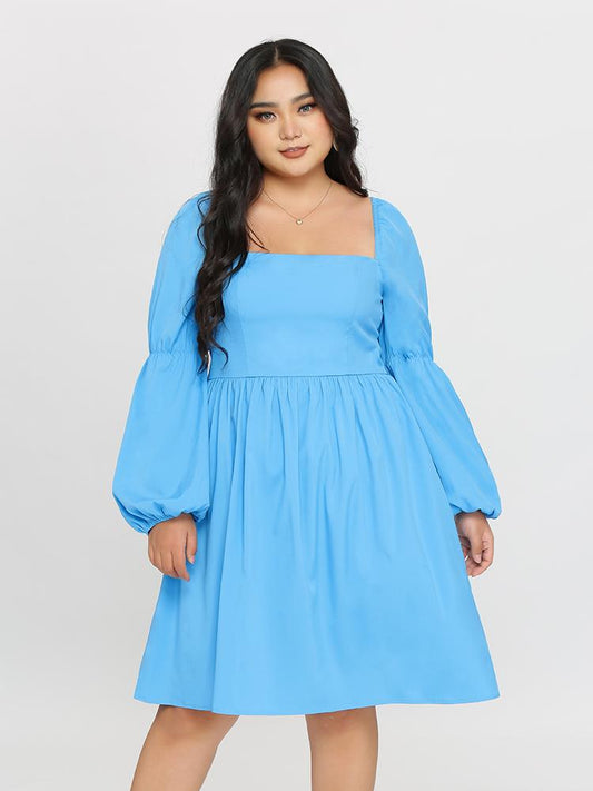 Puff Sleeves Pleated Dress