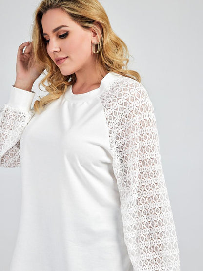 Lace Mesh Round-neck Top