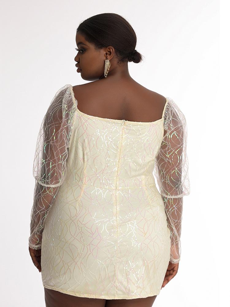 Mesh Sleeve Patchwork Dress