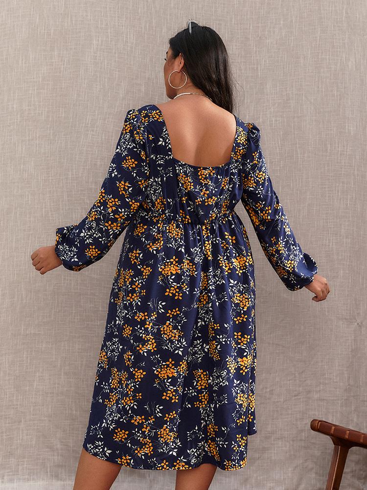 Ditsy Floral Split Hem Backless Dress