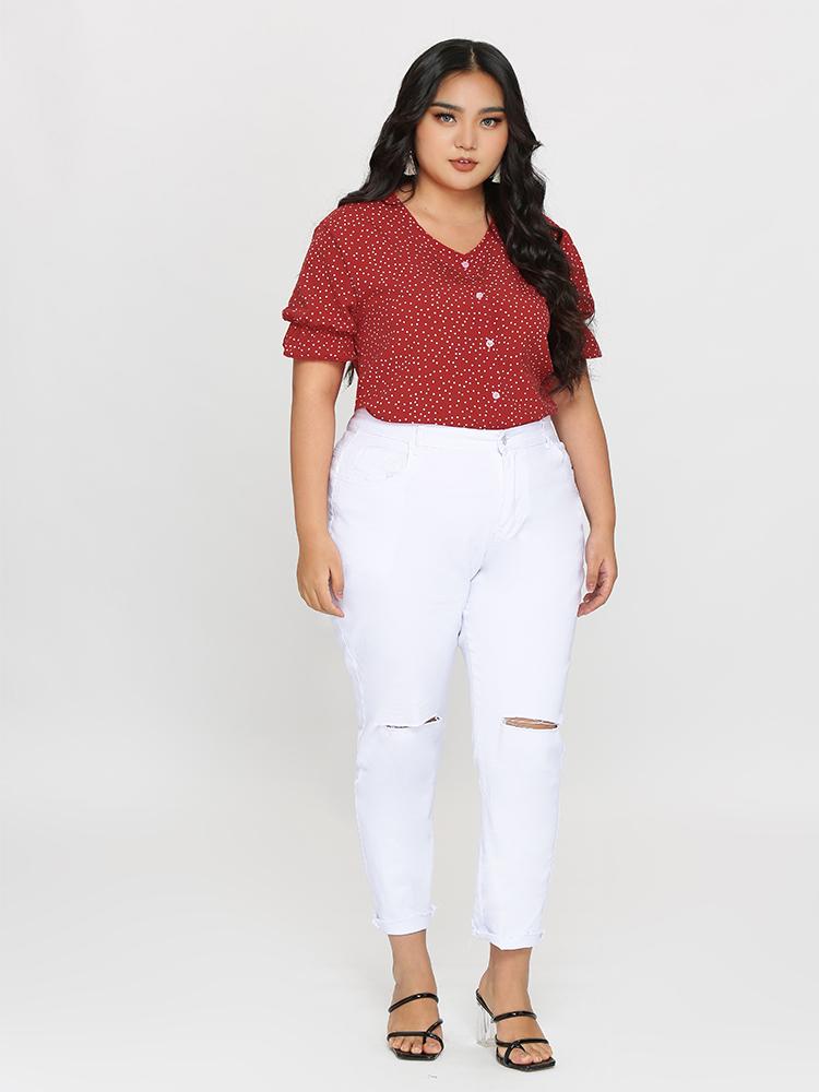 V-neck Flounce Sleeve Top