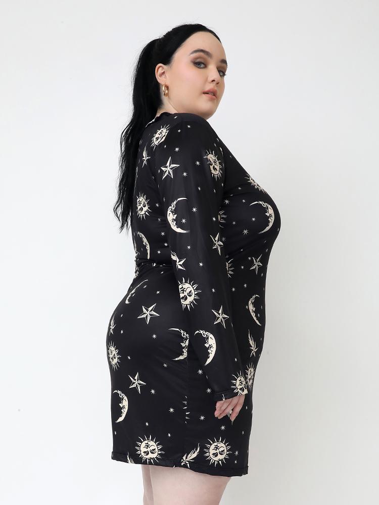 Star Sun Print Bodycon Dress