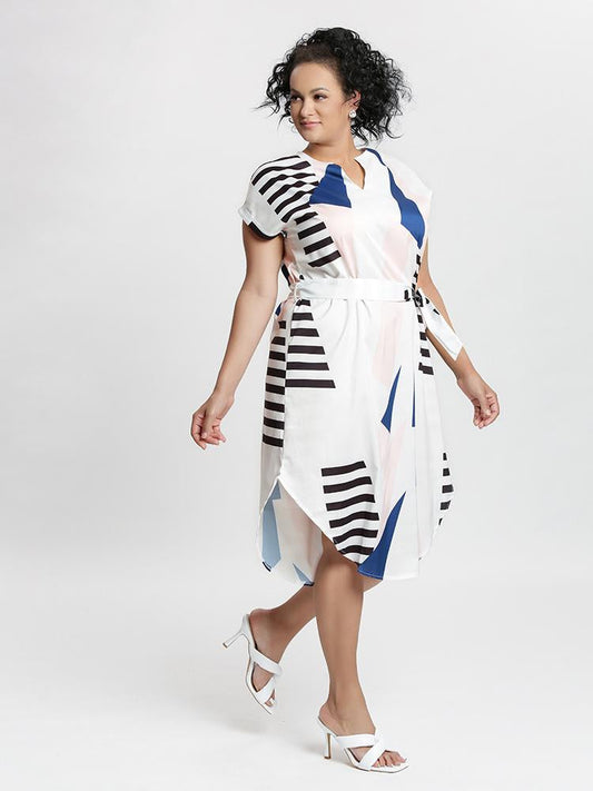 Irregular Striped Ribbon Dress