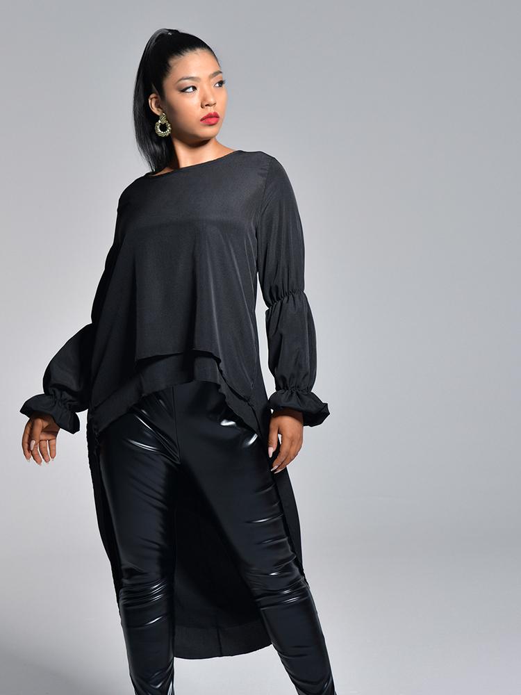 Round-neck Asymmetrical Top