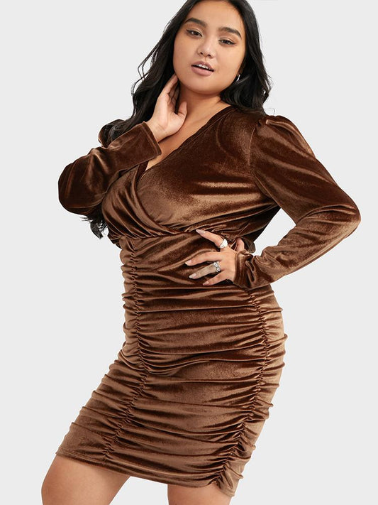 Backless Pleated Bodycon Dress