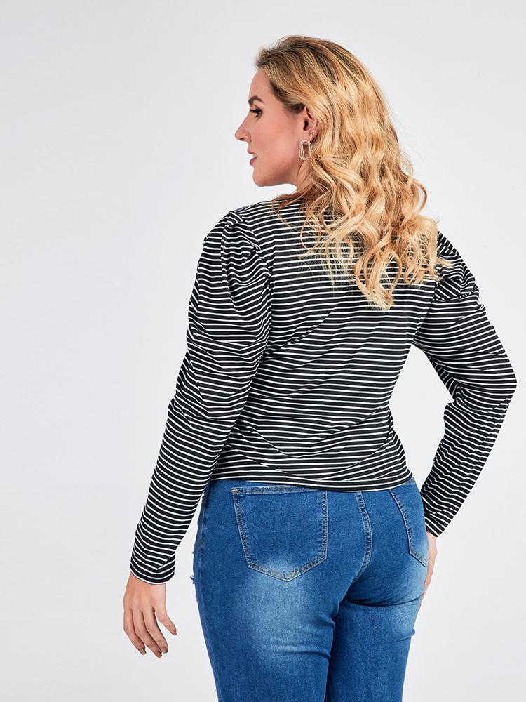 Striped Puff Sleeve T-shirt