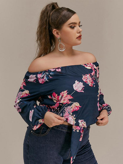 Floral Knotted Off Shoulder Bouse