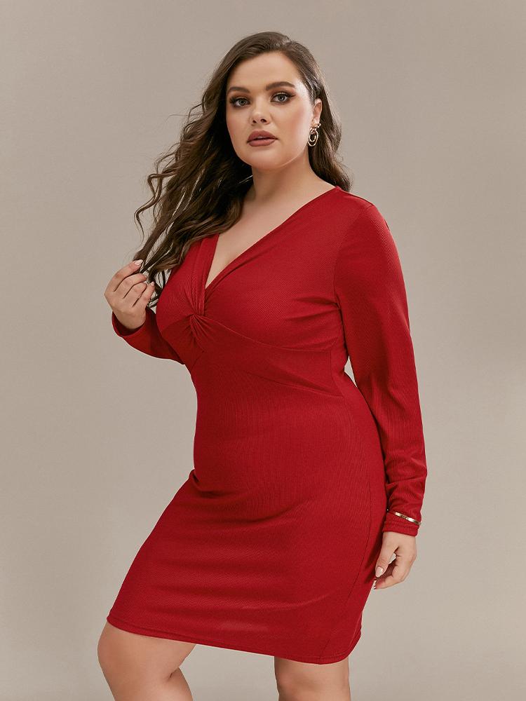 Knotted V-neck Bodycon Dress