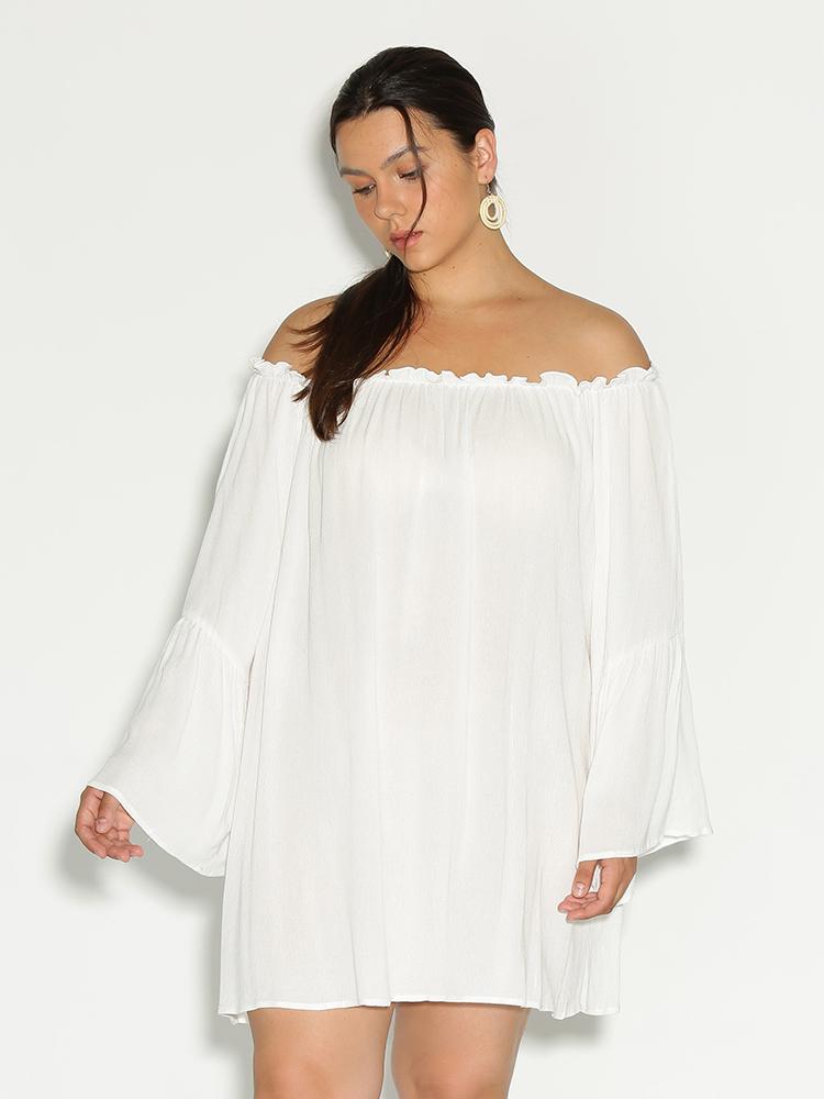 Dolman Sleeve Frill Trim Dress