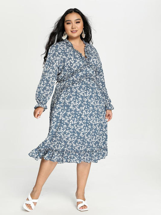 Ditsy Lantern Sleeve Dress