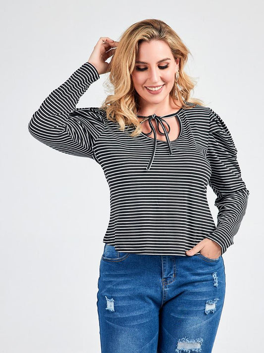 Striped Puff Sleeve T-shirt