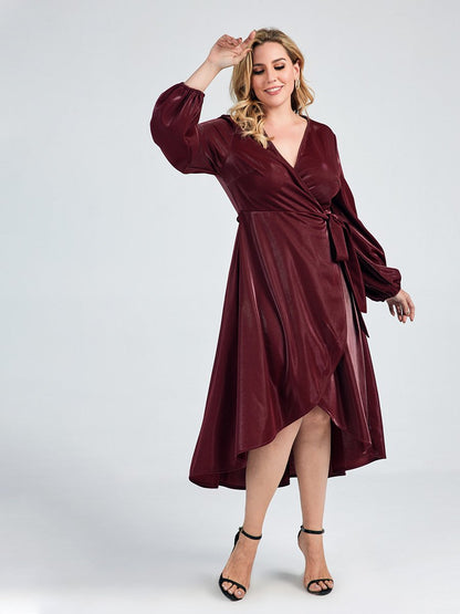 Wrap Belt Asymmetrical Dress