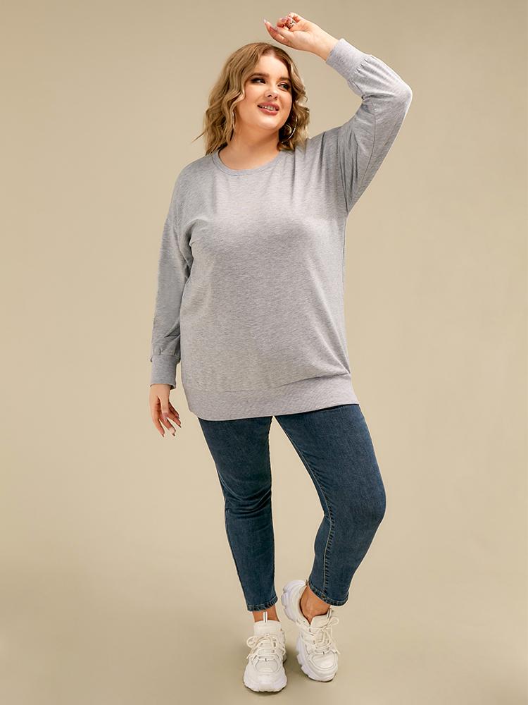 Basic Solid Round Neck Sweatshirt