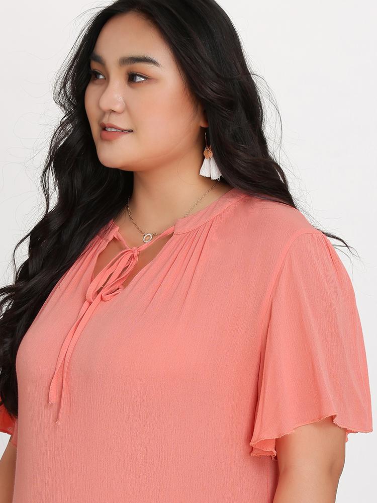 Knot Neckline Pleated Dress