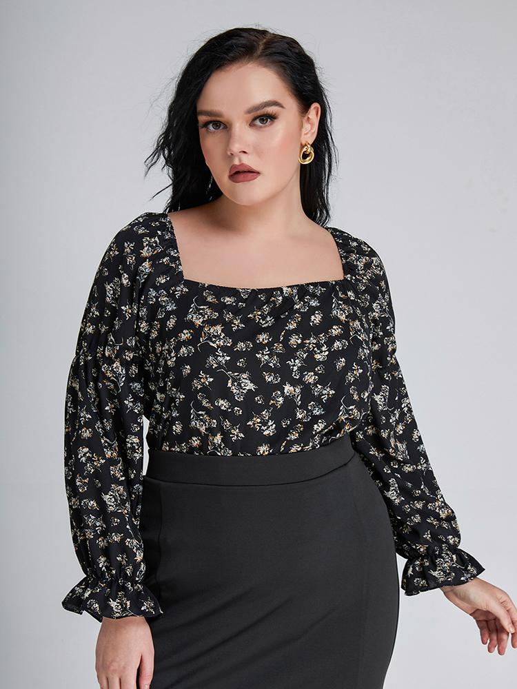 Ditsy Floral Square Neck Blouse