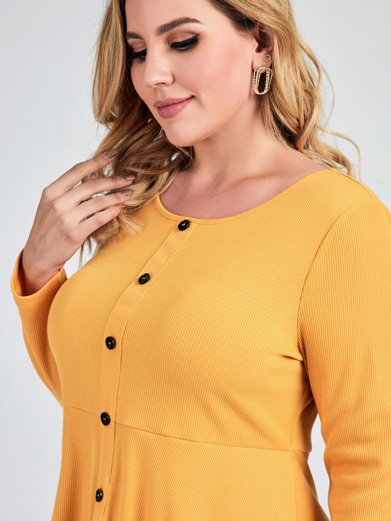 Button Round Neck Dress