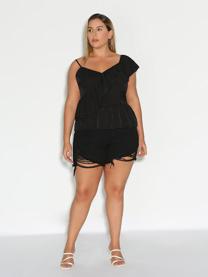 Cold Shoulder Ruffle Top